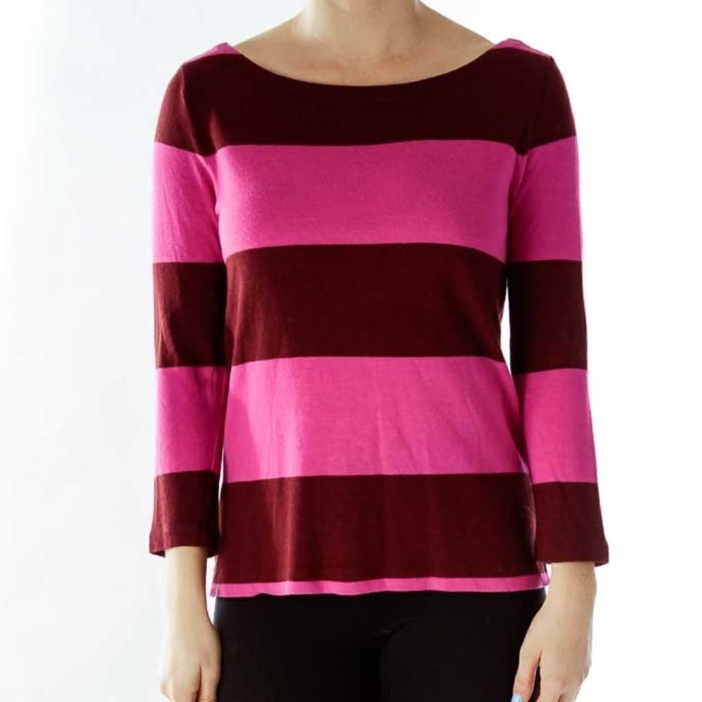 J.Crew Burgundy Pink Striped Sweater
